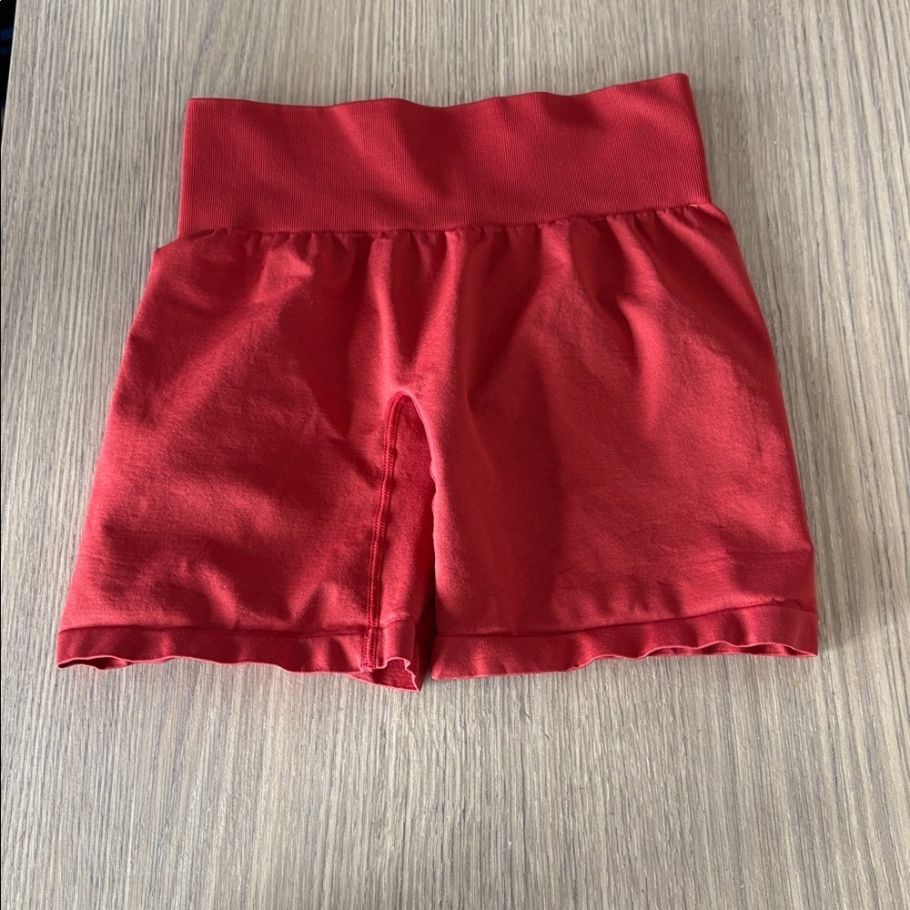 NVGTN Seamless Red Biker Shorts Size Small High Rise